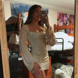 lucy in the sky champagne sparkly dress